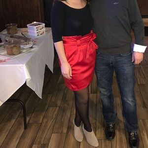 Express red satin skirt